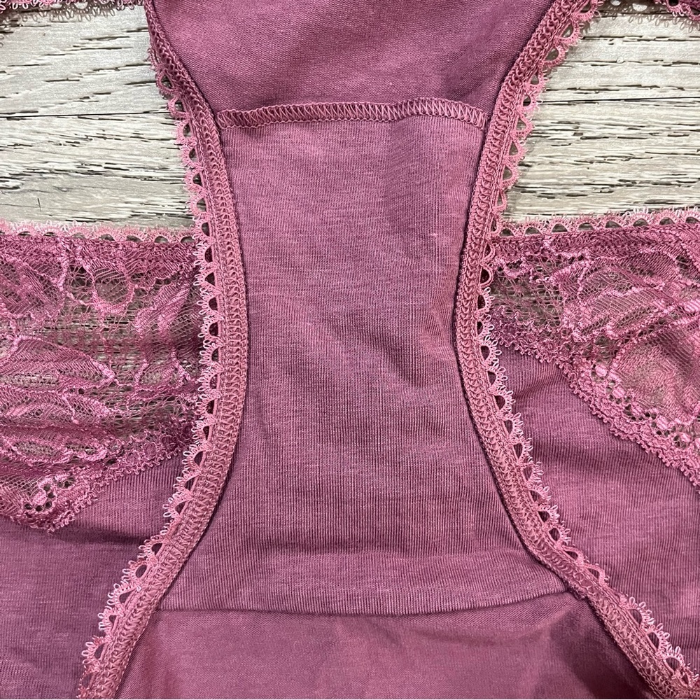 Victoria's Secret Stretch Cotton Lace-Trim Bikini Panty (Romance Pink) - Picture 5 of 6